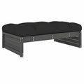 Gartenhocker aus massivem Kiefernholz, 120x84 cm, grau mit 12 cm Kissen, ideal für Balkon und Terrasse