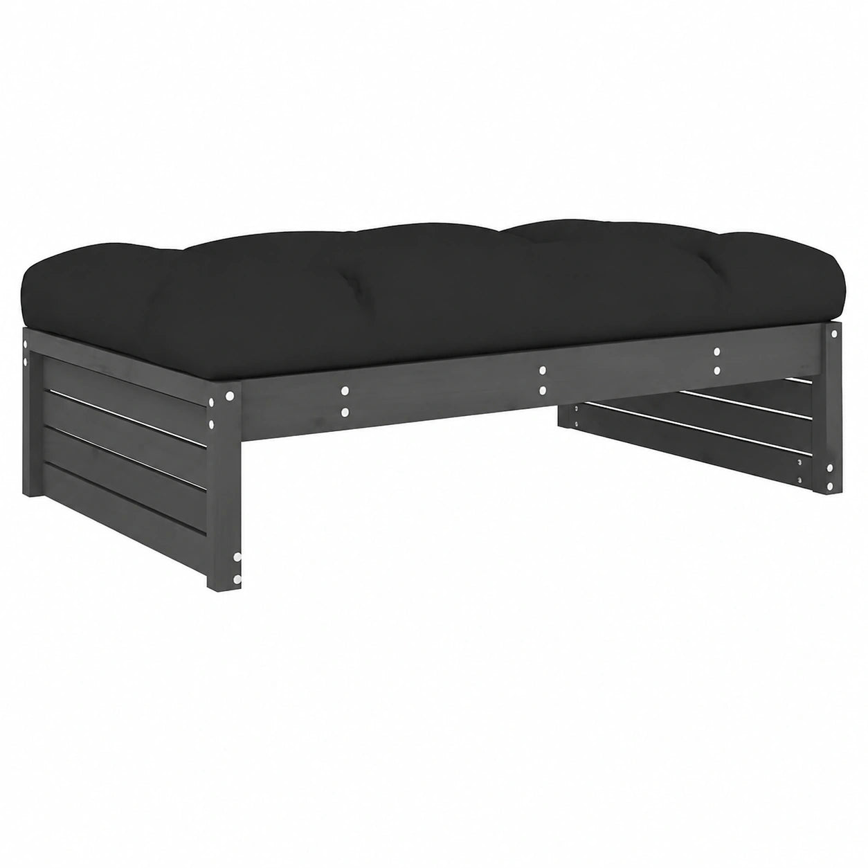 Gartenhocker aus massivem Kiefernholz, 120x84 cm, grau mit 12 cm Kissen, ideal für Balkon und Terrasse