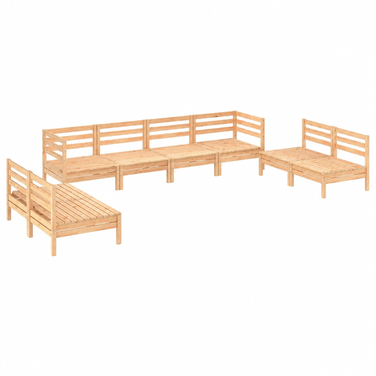 Garten-Lounge-Set aus Kiefernholz, 8-teilig, modulares Sofa für Terrasse