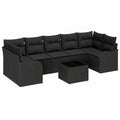 8-tlg. Schwarzes Gartenmöbel-Set aus Poly-Rattan mit Stahl und Glas