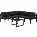 Modulares Garten-Sofaset aus Aluminium, Anthrazit, wetterfest, mit Kissen, für Terrasse und Wintergarten