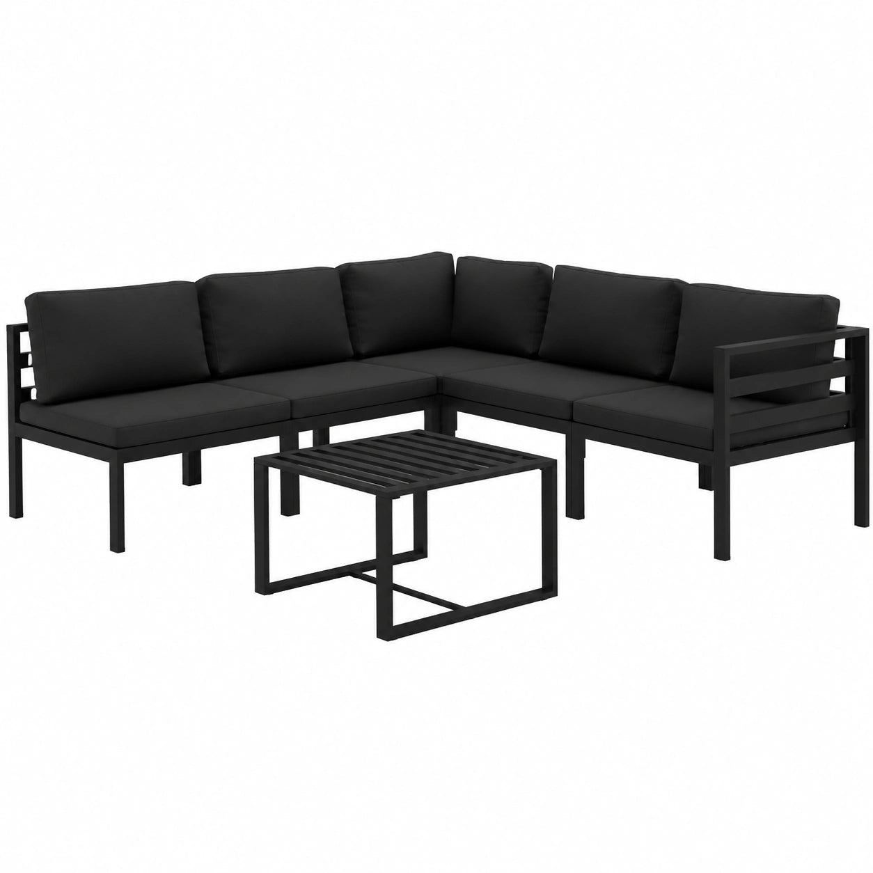 Modulares Garten-Sofaset aus Aluminium, Anthrazit, wetterfest, mit Kissen, für Terrasse und Wintergarten