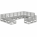 Modulares Garten-Lounge-Set aus Kiefernholz, 12-teilig, Grau, für Terrasse und Balkon