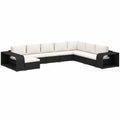11-teiliges Poly Rattan Garten-Lounge-Set in Schwarz mit Kissen und Beistelltischen, Modern und Wetterfest