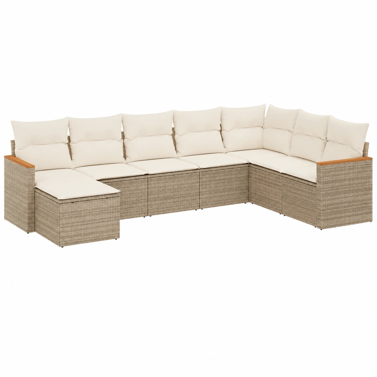 8-teilige Gartenlounge aus Polyrattan mit Akazienholz-Armlehnen, wetterfest, für Balkon und Terrasse
