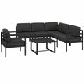 Aluminium Gartenlounge Set Anthrazit mit Extra Kissen, Modulares Outdoor Sofa für Balkon und Terrasse