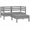 3-teiliges Gartenmöbel-Set aus grauem Kiefernholz, wetterfeste Eckbank für kleine Terrassen und Balkone