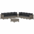 Modernes 9-teiliges Poly-Rattan Gartenmöbel-Set in Grau mit robusten Kissen, ideal für Balkon und Terrasse