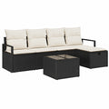 6-tlg. Poly-Rattan Gartenmöbel Set Schwarz/Creme mit Kissen, Modular und UV-beständig