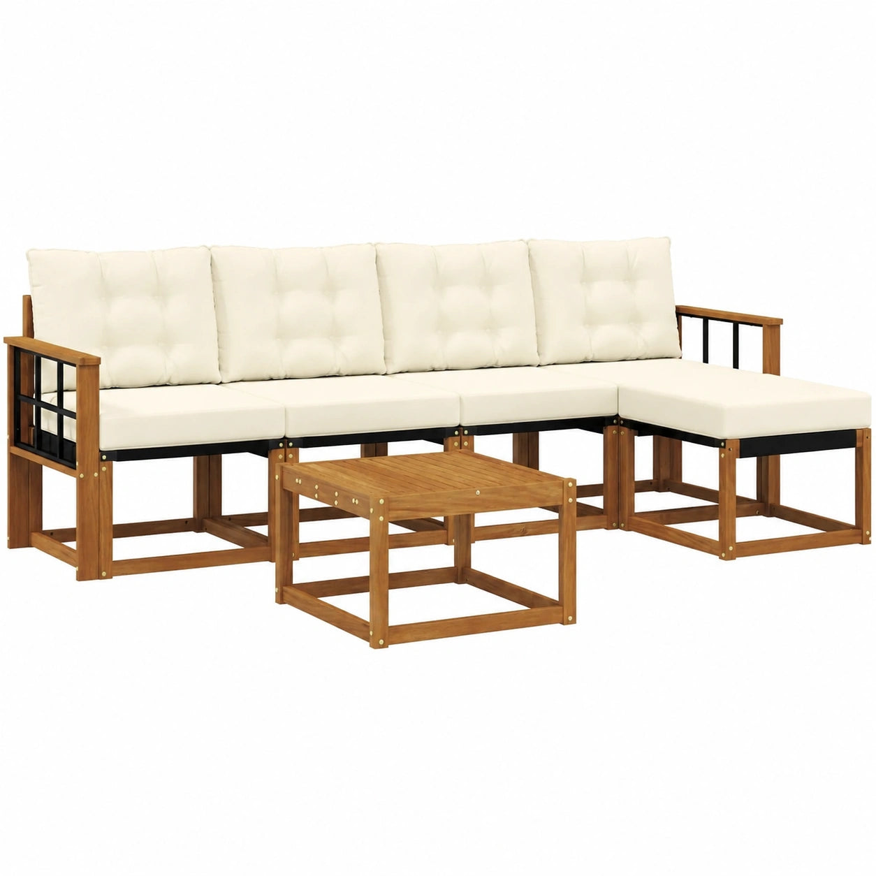 Modulares Akazienholz-Gartenmöbelset mit Kissen, Terrasse Lounge-Sitzgruppe
