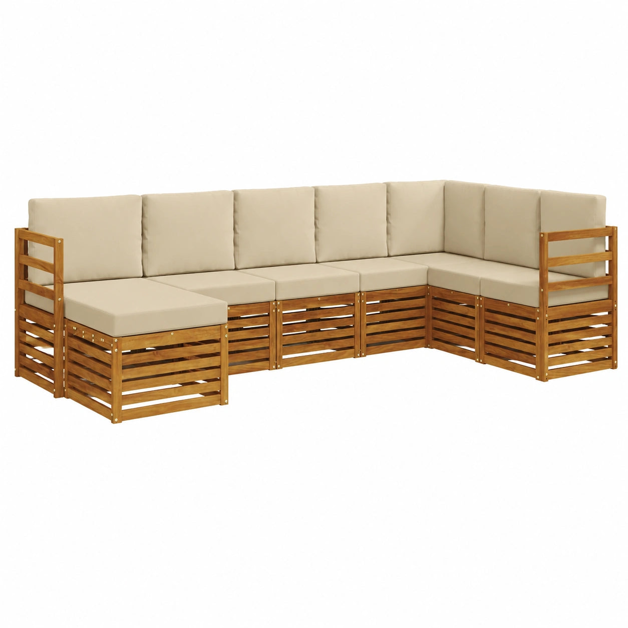 Gartenlounge Set 8-teilig aus Akazienholz mit Kissen, Modulsofa für Terrasse 304 x 185,5 x 73 cm