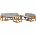 8-teilige Garten-Sofagarnitur aus Akazienholz, modulare Outdoor-Lounge mit Kissen, natürliches Design in Hellgrau