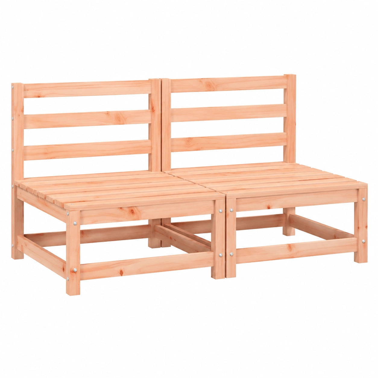 Modular-Sofaset aus Douglasienholz, 70x70x67 cm, für Garten, Terrasse und Balkon, 2-teilig, naturbelassen
