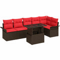 Modulares Polyrattan-Gartensofa-Set mit Stauraum, 7-teilig, Braun, Inklusive Kissen, Witterungsbeständige Terrassenmöbel
