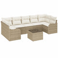 Modulares Garten-Sofa-Set 8-teilig mit Kissen, wetterfest, beige und creme
