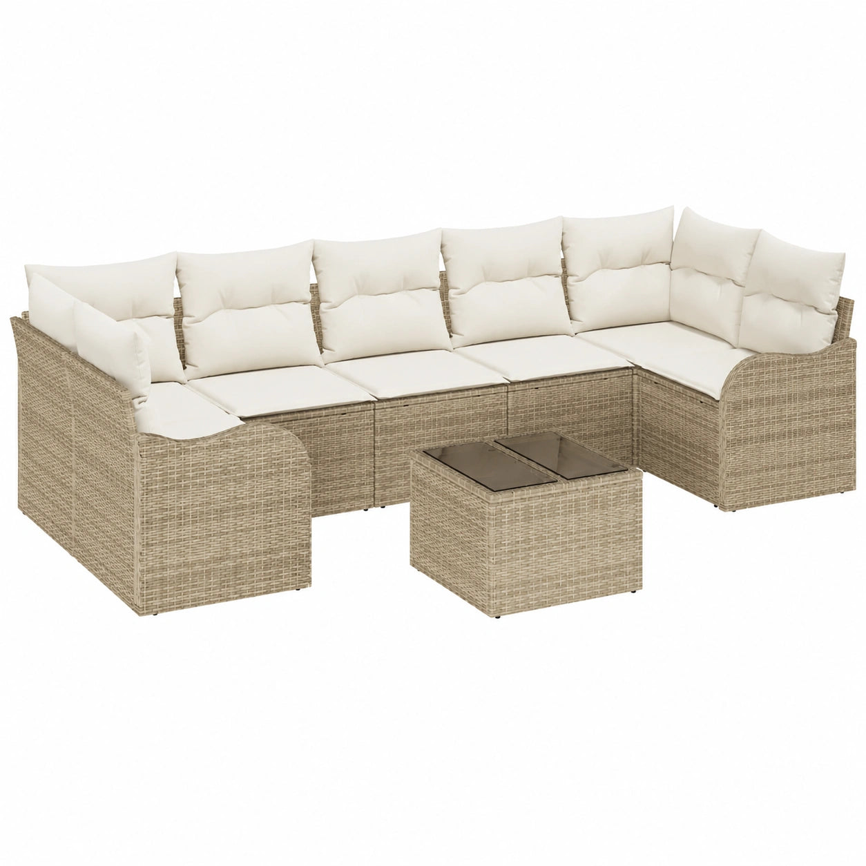 Modulares Garten-Sofa-Set 8-teilig mit Kissen, wetterfest, beige und creme