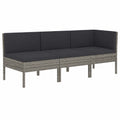Modulares Garten-Lounge-Set aus Polyrattan, grau, wetterfest, mit anthrazitfarbenen Kissen, 3-teilig, 57x69x69 cm, modernes Design für Balkon und Terrasse