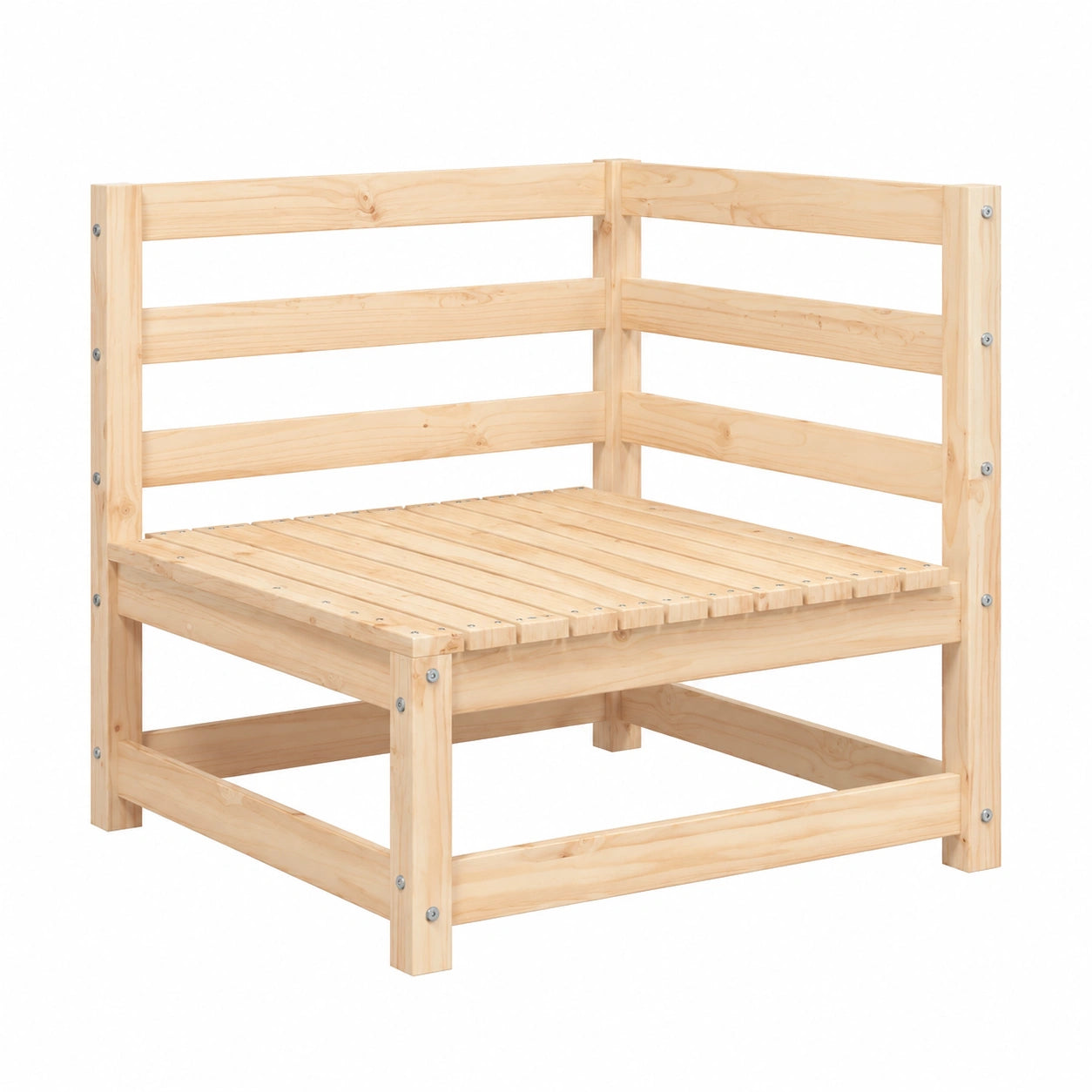 Modulares Garten-Ecksofa aus Kiefernholz mit Rückenlehne