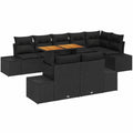 Moderne Garten-Essgruppe 9-teilig Schwarz/Braun mit Kissen, UV-beständige Terrassenmöbel