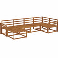 6-teilige Gartenlounge aus Akazienholz, modulares Sofa für Terrasse, wetterfeste Outdoor-Möbel, Abmessungen 329x170,5x73 cm
