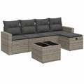 6-teiliges Gartenlounge-Set aus Polyrattan mit Tisch und Hocker, robust bis 110 kg, ideal für Balkon und Wintergarten