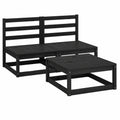Gartenmöbel-Set: Schwarzes Kiefernholz-Lounge-Set, 3-teilig, für Balkon und Terrasse