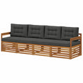 9-teiliges Akazienholz Gartenmöbel-Set, Modulsofa mit anthrazitfarbenen Kissen, Outdoor-Lounge für Terrasse
