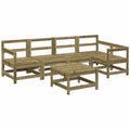 6-teiliges Gartenmöbel-Set aus Kiefernholz, modulares Sofa für Outdoor, inkl. Ecksofa und Tisch