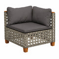 Modulares Garten-Ecksofa aus grauem Polyrattan mit Kissen