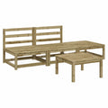 Modulares Kiefernholz-Gartensofa ohne Armlehnen, 2-Sitzer mit Hocker, 210x70x67 cm, Ideal für Terrasse und Balkon, Wetterfestes Outdoor-Möbelset