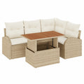 5-teiliges Poly-Rattan Lounge-Set in Beige mit Stauraum für Garten und Terrasse, 100 x 55 x 73 cm
