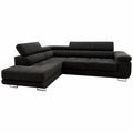 Modulares Schlafsofa Selva L-Form mit Bettkasten, Elegantes Ecksofa für Wohnzimmer - Schwarz Monolith 95