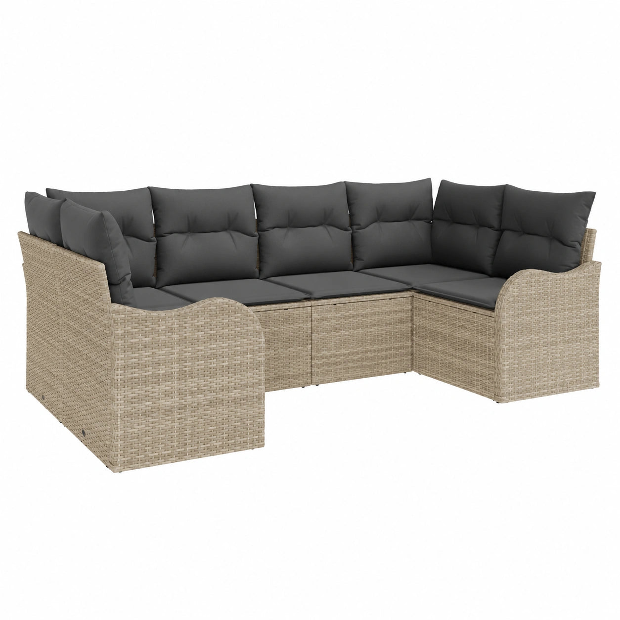 6-Sitzer Gartenmöbel-Set aus Poly-Rattan, UV-beständig, inkl. Kissen, für Terrasse und Balkon
