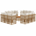 Modulares Garten-Sofaset 13-teilig, Natürliche Holzoptik und Cremeweiß