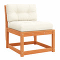 Modulares Gartensofa aus Kiefernholz mit Kissen, Wachsbraun, Komfortabler Outdoor-Sitz ohne Armlehnen, Balkon- und Loungemöbel, Gartenmöbel-Set, 63.5 x 73 x 78 cm