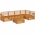 6-teilige Gartensofagarnitur, Akazienholz-Set mit Tisch und Lounge, Modularsofa für Terrasse