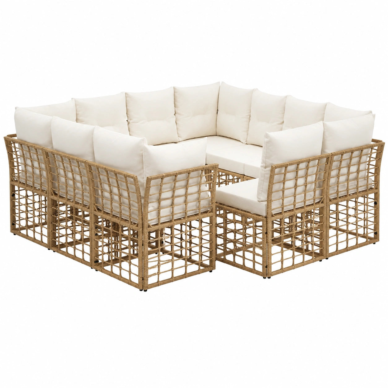 Moderne Gartenlounge-Set, wetterfestes Outdoor-Sofa mit verstellbaren Füßen
