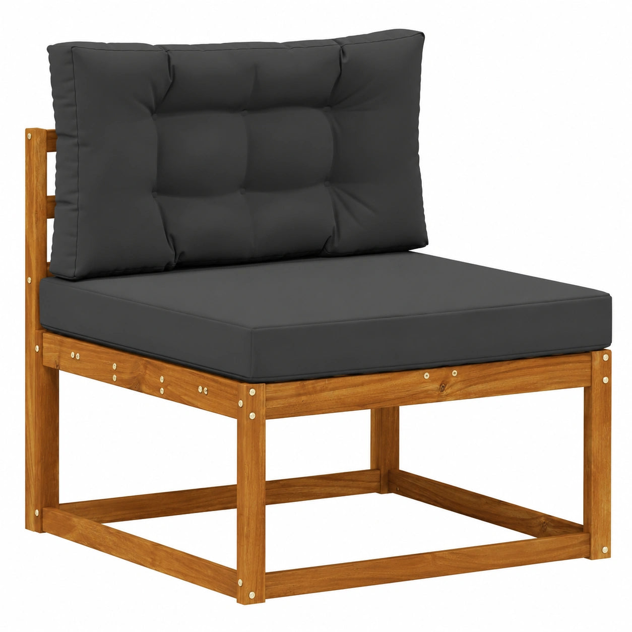 Akazienholz Gartensofa Modul, Latten-Design inkl. Anthrazit Kissen, 79x83x73 cm