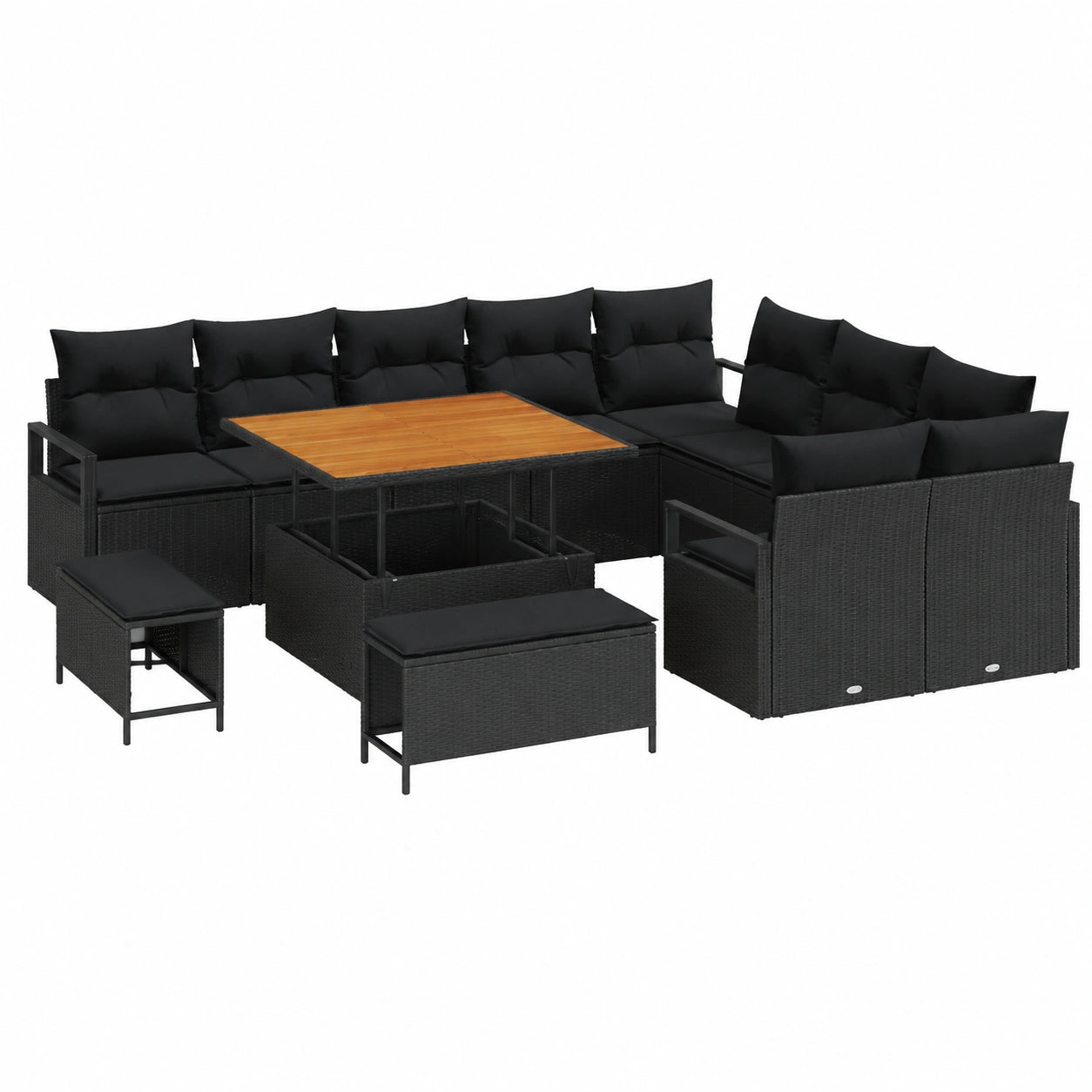Modulares Poly-Rattan Sofa-Set für Garten, wetterfest, 13 Plätze