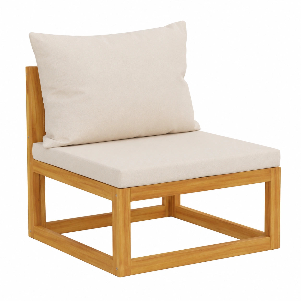 Modularer Gartensessel mit Kissen aus Akazienholz, Belastung bis 110kg, ideal für Balkon und Terrasse