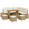 Gartenlounge-Set 8-tlg aus beige Poly-Rattan, wetterfestes Modulsofa mit Stauraum für Terrasse und Garten, modernes Design, 5-Sitzer Outdoor-Möbel