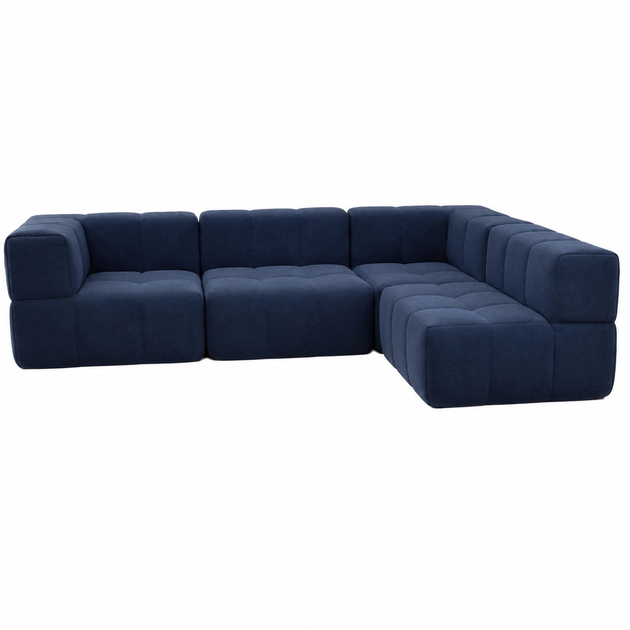 4-teiliges modulares Sofa-Set Blau, Boneless Schaumstoff-Couch für Wohnzimmer, montagefrei, kompakt geliefert, EU-Herstellung