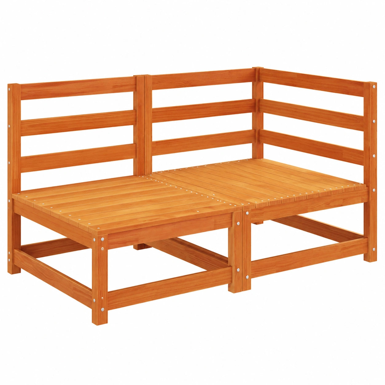Ecksofa aus Kiefernholz in Wachsbraun: Kompaktes Gartenmöbel für Terrasse & Balkon