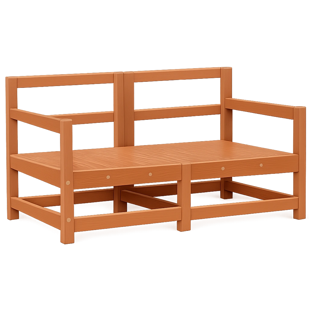 Modulares Garten-Ecksofa aus massivem Kiefernholz, wachsbraun