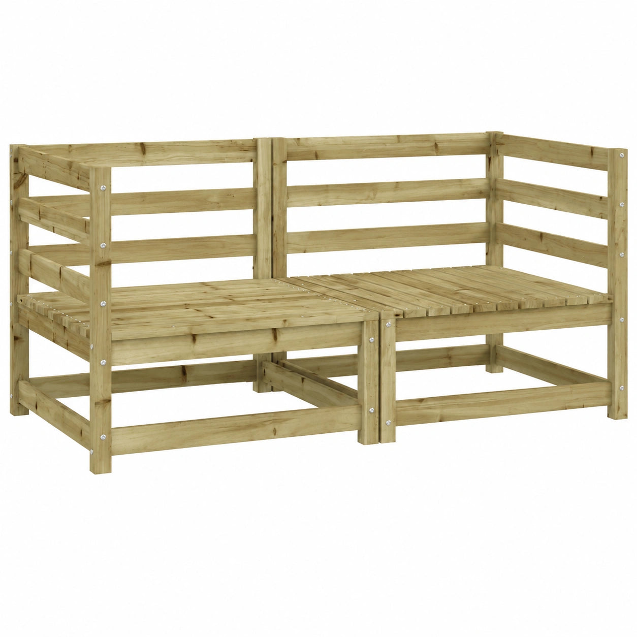 Modulares Garten-Sofa-Set 2-teilig, imprägniertes Kiefernholz, wetterfest, mit Rückenlehne