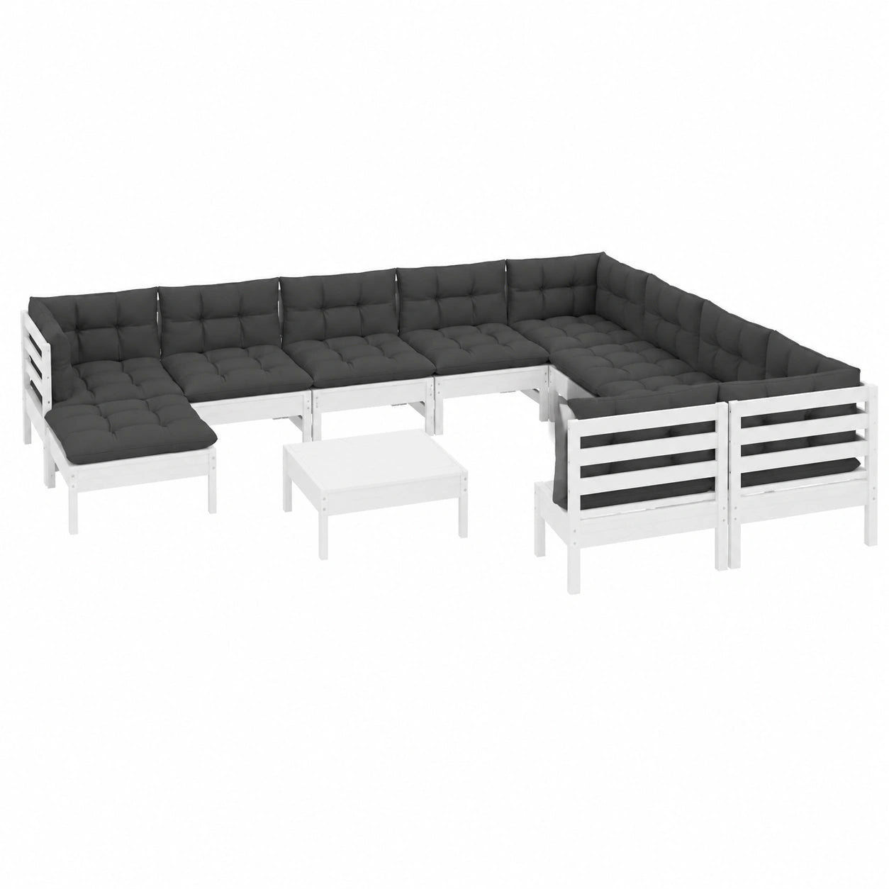 Modulares Garten-Sofa-Set aus Kiefernholz mit Kissen, Langlebige Outdoor-Möbel für Terrasse und Balkon