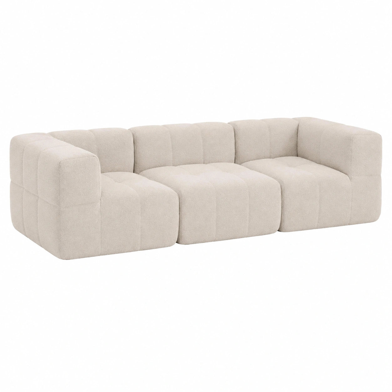 Modulares 3-teiliges Sofaset in Beige, Schaumstoff-Couch für Wohnzimmer, montagefrei, kompakte Lieferung, hergestellt in der EU