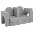 Modulares Kindersofa aus Schaumstoff, 8-teilig, mit Wildlederbezug, in Grau