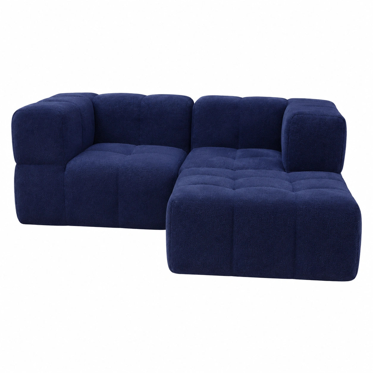 Blaues modulares 3-teiliges Sofa-Set A, Schaumstoff-Couch für Wohnzimmer, montagfrei, kompakte Lieferung, EU-Herstellung