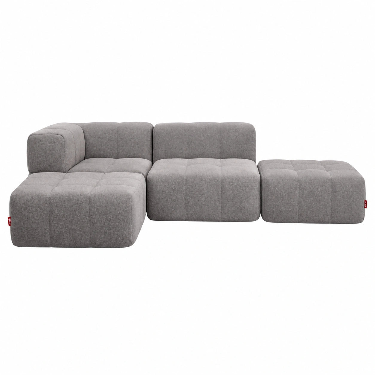 Modulares 4-teiliges Sofa-Set, Schaumstoff-Couch in Grau, montagefrei, kompakte Lieferung, hergestellt in der EU
